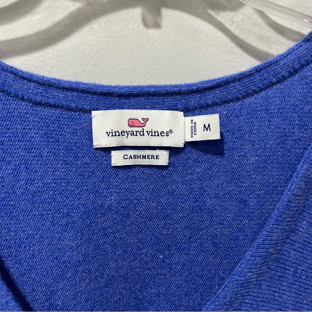 Women's VINEYARD VINES Blue V Neck Cashmere Sweater Size Medium Tunic Style - Picture 5 of 9